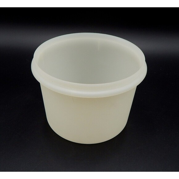 Tupperware Storage Canister Container 263-20 Round Sheer Base 238-17 Almond Lid - Picture 6 of 6